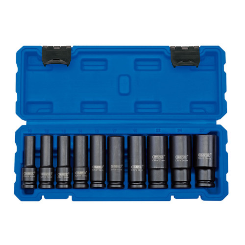 Draper 83096 Metric Deep Impact Socket Set 1/2" Square Drive (10 Piece)