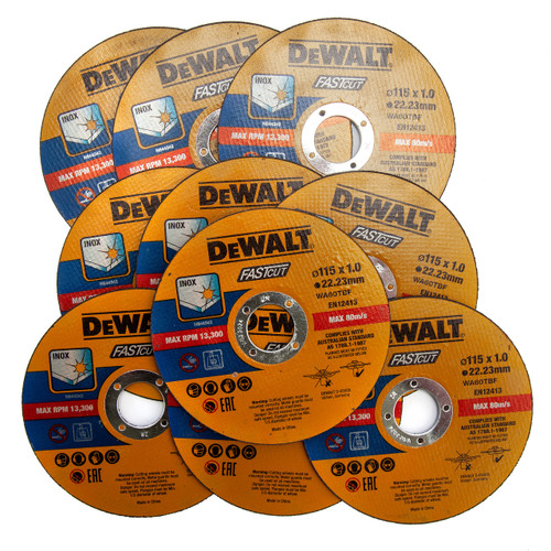 Dewalt DT43971 Bonded Discs Thin Fast Cut 115 x 1.0 x 22.23mm (10 x Tin)