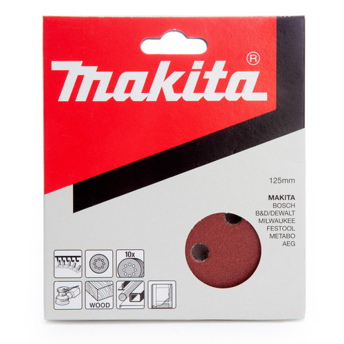 Makita P-43583 Sanding Discs 180 Grit 125mm (10 Pack)
