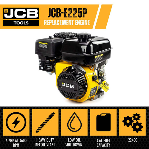 JCB 7.5hp 19.05mm, ¾” Petrol Engine, 224cc, 4 Stroke, OHV, Horizontal Shaft | JCB-E225P