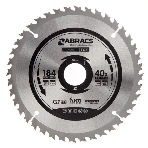 Abracs TCT18440 TCT Circular Saw Blade for Wood 184 x 30mm x 40T