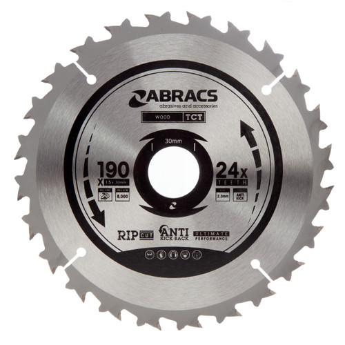 Abracs TCT19024 TCT Circular Saw Blade for Wood 190 x 30mm x 24T