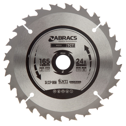 Abracs TCT16524 TCT Circular Saw Blade for Wood 165 x 20mm x 24T