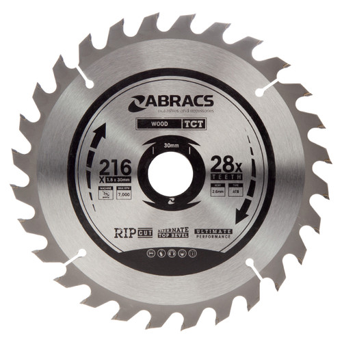 Abracs TCT21628 TCT Circular Saw Blade for Wood 216 x 30mm x 28T