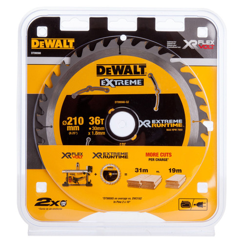 Dewalt DT99566 XR Extreme Runtime Table Saw Blade 210mm x 30mm x 36T