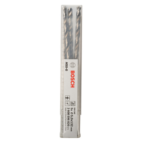 Bosch 2608596820 HSS-G Metal Drill Bits Long Series 5mm (Pack Of 5)