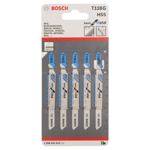 Bosch T118G Basic for Metal Jigsaw Blades (5 Pack)