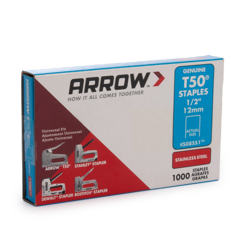 Arrow A508SS1 T50 Heavy Duty Staples 1/2" (Pack Of 1000)