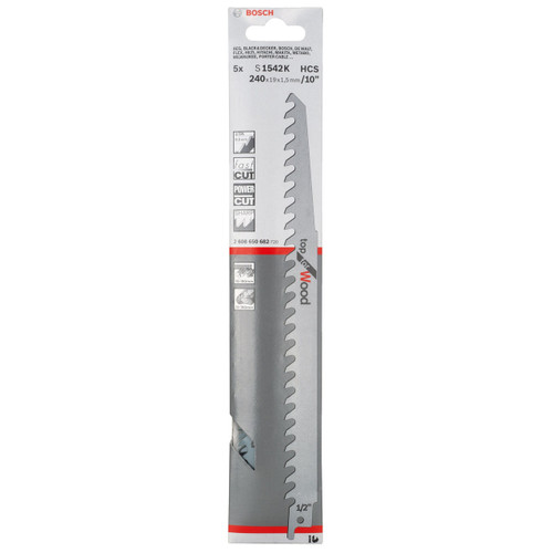 Bosch S1542K (2608650682) Reciprocating Saw Blades for Wood (Pack Of 5)