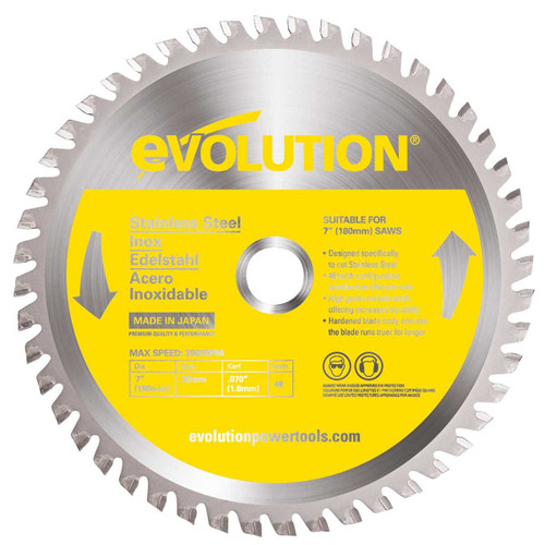 Evolution EVOBLADESS TCT Circular Saw Blade for Stainless Steel 180 x 20mm x 48T