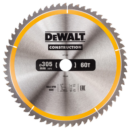 Dewalt DT1960 Construction Circular Saw Blade 305 x 30mm x 60T