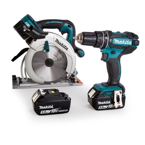 Makita DLX2140PTJ 18/36V Circular Saw & Combi Drill Twin Pack (4 x 5.0Ah Batteries)