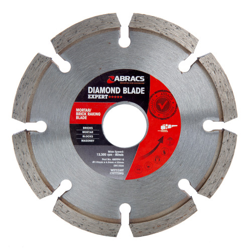 Abracs ABDBTPH115 Expert Mortar/Brick Raking Diamond Blade 115mm x 6.5mm x 22mm