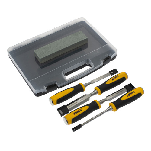 XTrade X0900044 Chisel Set with Sharpening Stone (4 Piece)