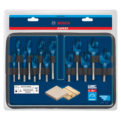 Bosch 2608900336 Expert SelfCut Speed Flat Bit Set with Hex Shank (13 Piece) Bosch 2608900336 Expert SelfCut Speed Flat Bit Set with Hex Shank (13 Piece)
