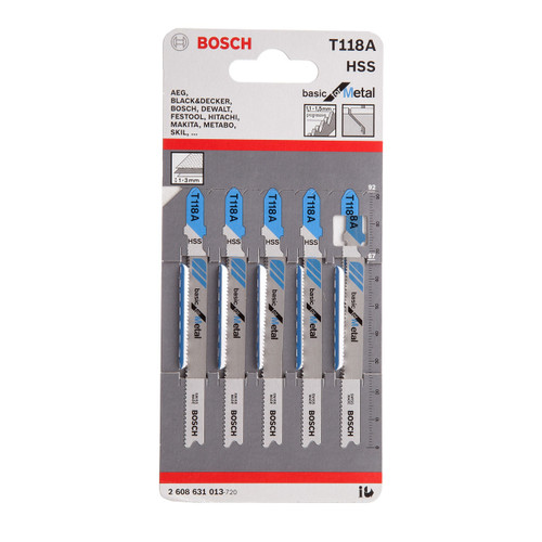 Bosch T118A Basic for Metal Jigsaw Blades (5 Pack)