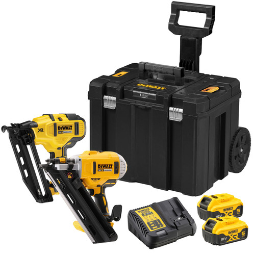 Dewalt DCK264P2T 18V XR Framing & Finishing Nailer (2 x 5.0Ah Batteries) in TSTAK Rolling Case