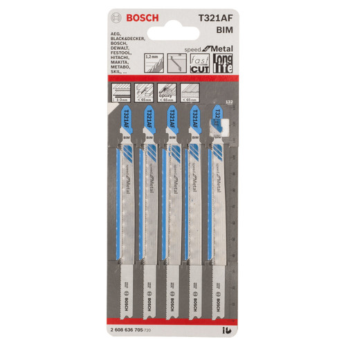 Bosch T321AF Speed for Metal Jigsaw Blades (5 Pack)