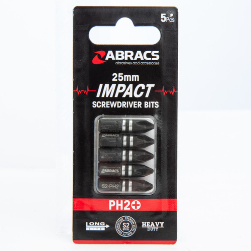 Abracs IPH22505 PH2 Impact Screwdriver Bits 25mm (Pack Of 5)