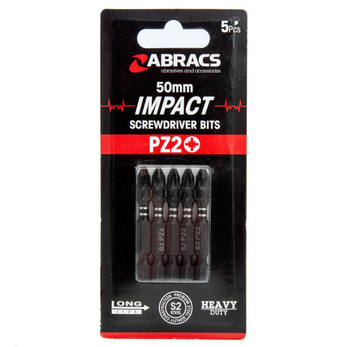 Abracs IPZ25005 PZ2 Impact Screwdriver Bits 50mm (Pack Of 5)