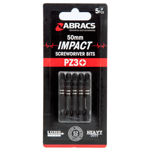 Abracs IPZ35005 PZ3 Impact Screwdriver Bits 50mm (Pack Of 5)