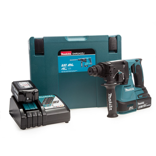 Makita DHR242RTJ 18V LXT SDS Plus Rotary Hammer Drill (2 x 5.0Ah Batteries)