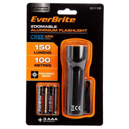 EverBrite EB11108 Zoomable Aluminium Flashlight 150 Lumens