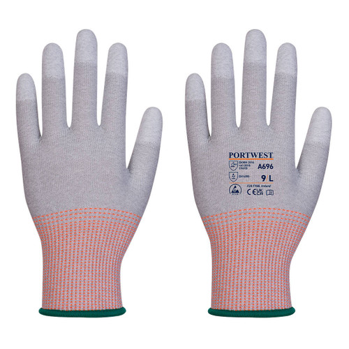 LR13 ESD PU Fingertip Cut Glove - 12 pack (Grey/White)