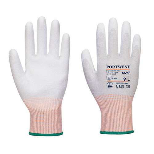 LR13 ESD PU Palm Glove - 12 pack (Grey/White)