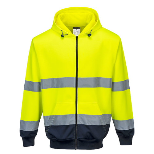 Hi-Vis Contrast Zipped Hoodie (Yellow/Navy)