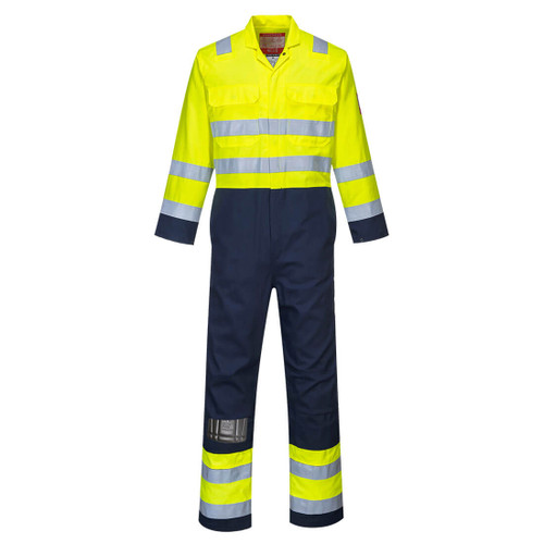 Hi-Vis Anti-Static Bizflame Pro Coverall (Yellow/Navy)