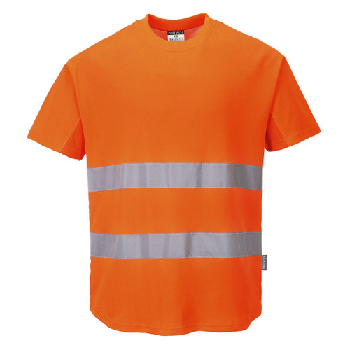 Hi-Vis Cotton Comfort Mesh Insert T-Shirt S/S  (Orange)
