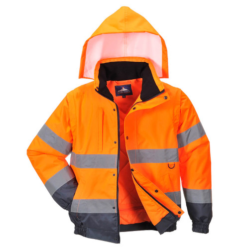 Hi-Vis 2-in-1 Contrast Bomber Jacket  (Orange)