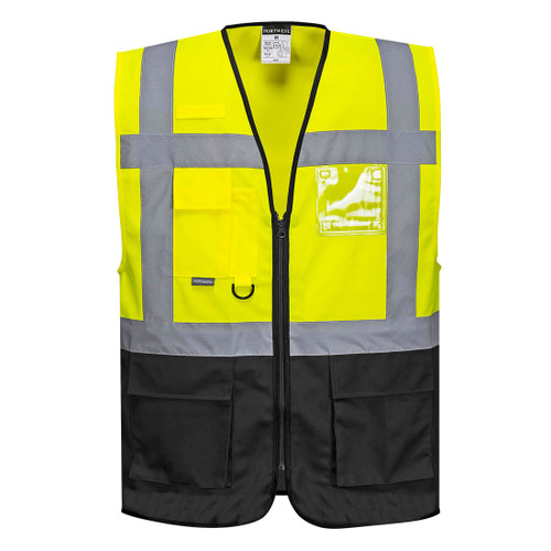 Warsaw Hi-Vis Contrast Executive Vest  (Yellow/Black)