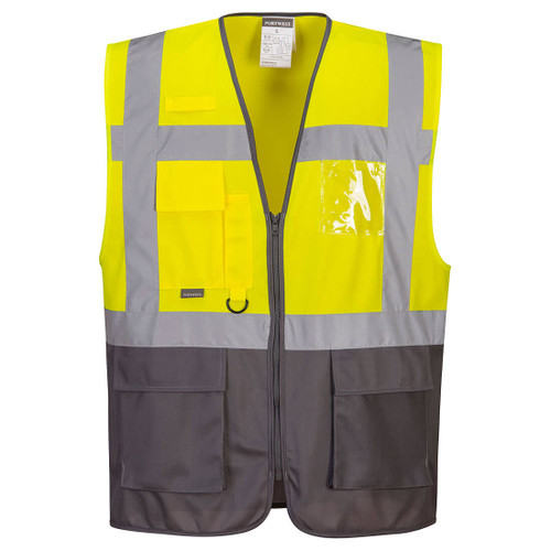 Warsaw Hi-Vis Contrast Executive Vest  (Yellow/Grey)