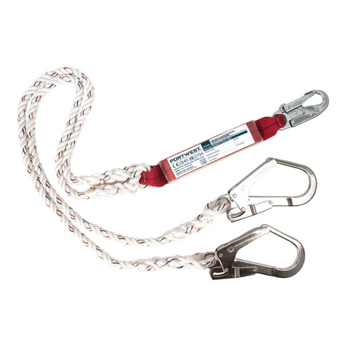 Double 1.8m Lanyard With Shock Absorber (White)