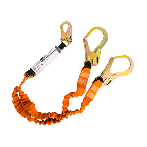 Double 140kg 1.8m Lanyard with Shock Absorber (Black/Orange)