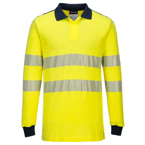 PW3 Flame Resistant Hi-Vis Polo Shirt (Yellow/Navy)