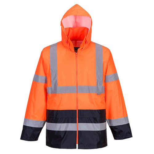 Hi-Vis Contrast Classic Rain Jacket  (Orange/Navy)