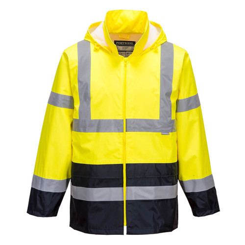 Hi-Vis Contrast Classic Rain Jacket  (Yellow/Navy)