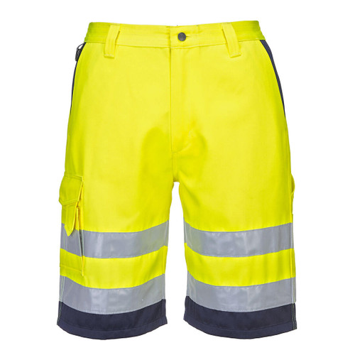 Hi-Vis Lightweight Poly-Cotton Shorts (Yellow/Navy)