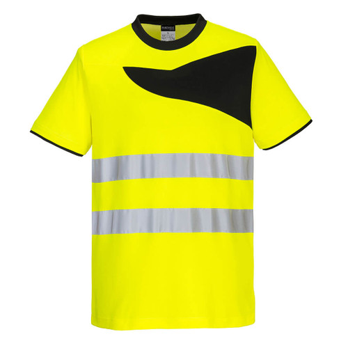 PW2 Hi-Vis Cotton Comfort T-Shirt S/S  (Yellow/Black)