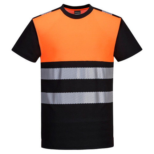 PW3 Hi-Vis Cotton Comfort Class 1 T-Shirt S/S  (Black/Orange)