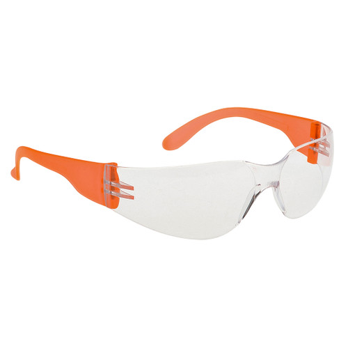 Wrap Around Spectacles (Clear/Orange Hi-Vis)