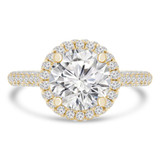 Round Diamond Trellis Halo Engagement Ring in Yellow Gold (MD220219)