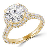Round Diamond Trellis Halo Engagement Ring in Yellow Gold (MD220219)