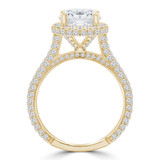 Round Diamond Trellis Halo Engagement Ring in Yellow Gold (MD220219)