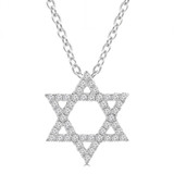 Round Diamond Star of David Symbolic Pendant Necklace in White Gold (MD250362)