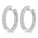 Round Diamond Huggie Earrings in White Gold (MD250356)