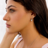 Round Diamond Halo Drop/Dangle Earrings in White Gold (MD250358) Round Diamond Halo Drop/Dangle Earrings in White Gold (MD250358)